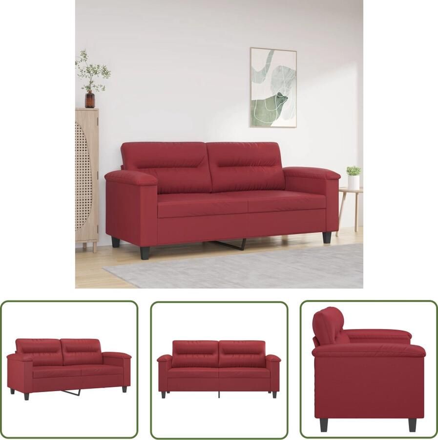 The Living Store Tweezitsbank 140 cm kunstleer wijnrood Tweezitsbank Kunstleder Sofa Rode Bank Salontafel Woonkamer Meubels