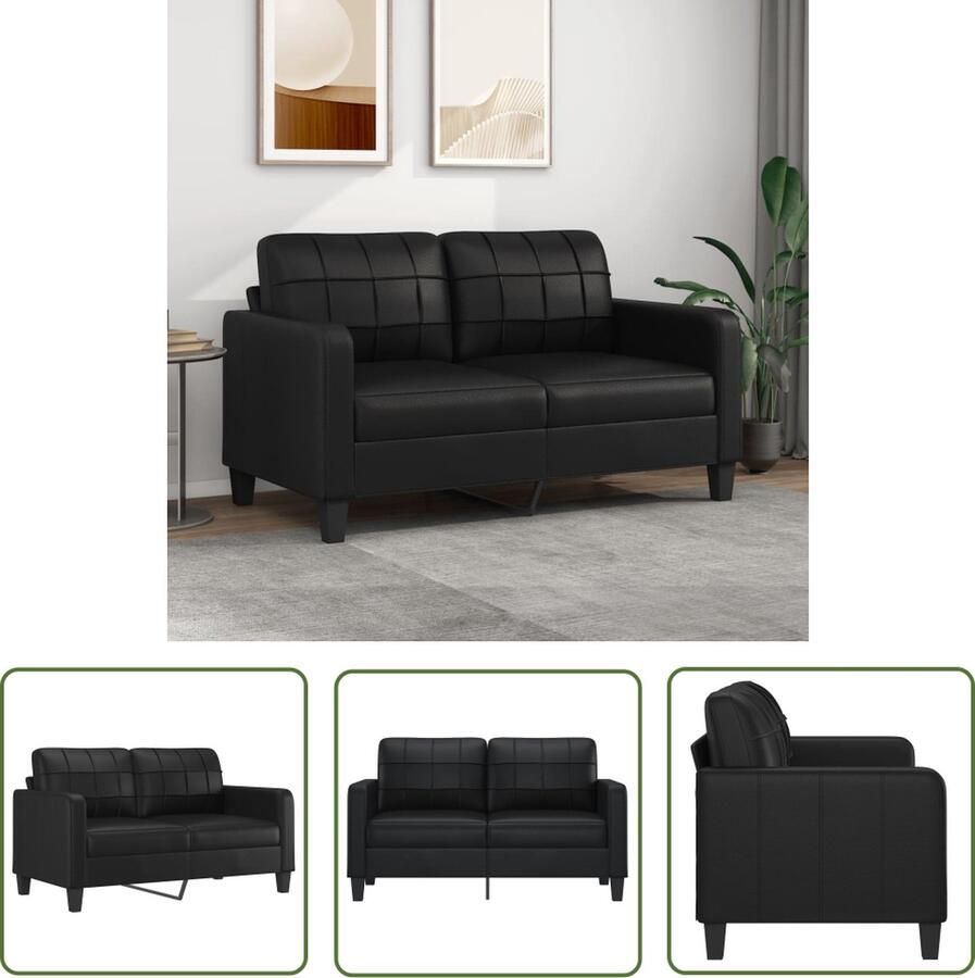 The Living Store 2-zitsbank kunstleer zwart 158x77x80 cm Tweezitsbank Kunstleder Sofa Zwarte Bank Lounge Meubels Living Room Furniture