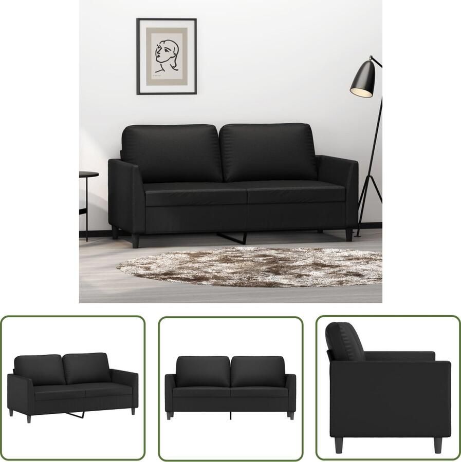 The Living Store 2-zitsbank Kunstleer 160 x 77 x 80 cm Zwart Tweezitsbank Kunstleder Sofa Zwarte Bank Salontafel Lounge Meubels