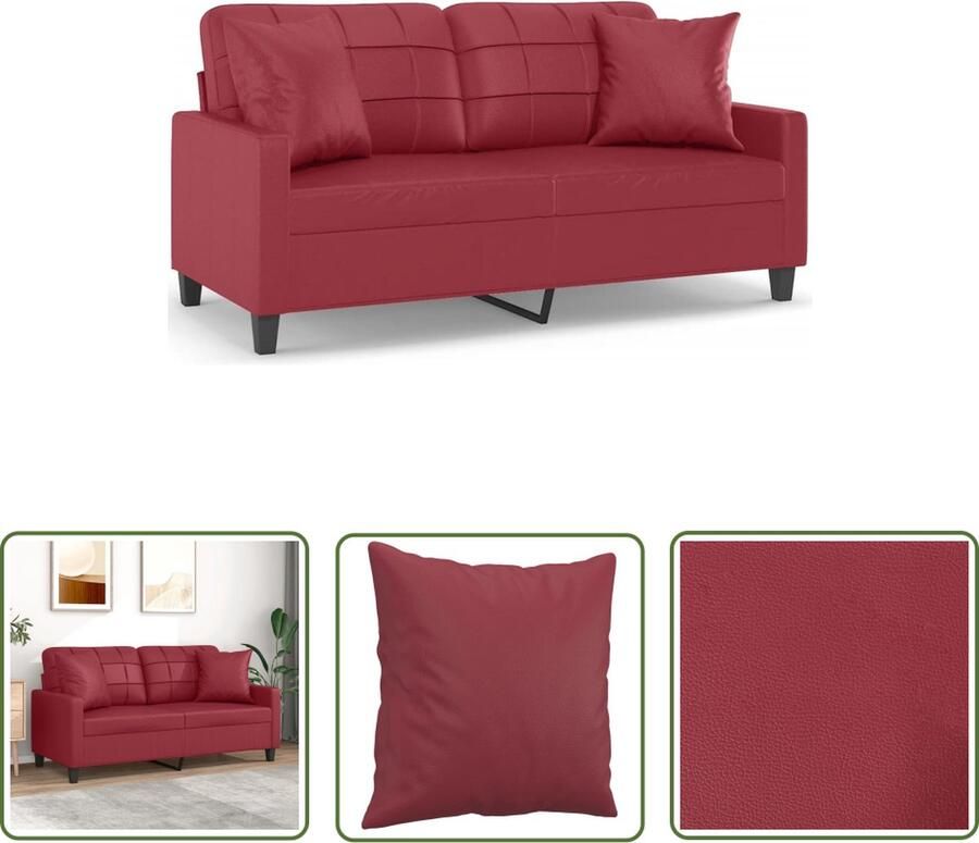 The Living Store 2-zitsbank Kunstleer Wijnrood 158 x 77 x 80 cm Stevig frame Tweezitsbank Kunstleder Sofa Rode Bank Lounge Bank Gezellige Bank - Foto 2