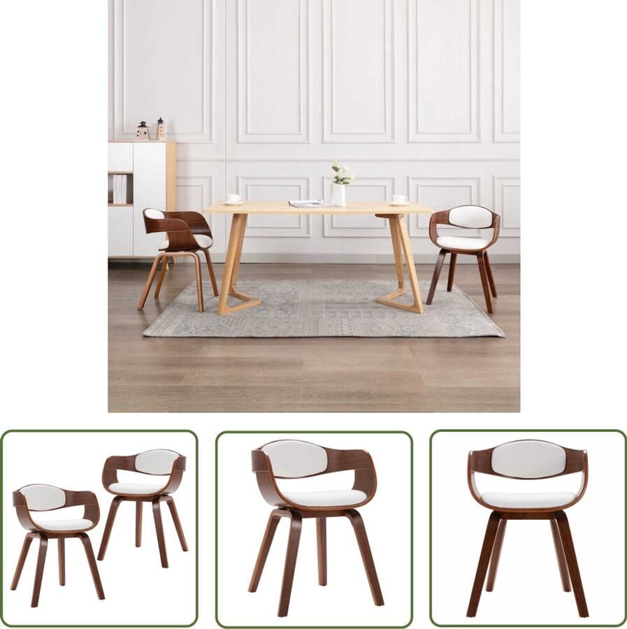 The Living Store Eetkamerstoel Set 49 x 51.5 x 71.5 cm Wit Kunstleer Gevoerd Eetkamerstoel Kunstleder Stoel Witte Stoel Dining Chair Salontafel - Foto 3
