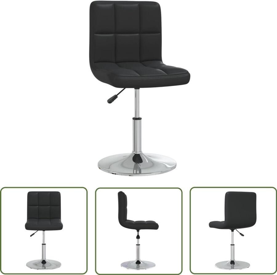 The Living Store Eetkamerstoel kunstleer zwart Eetkamerstoel Kunstlederen Stoel Zwarte Stoel Ergonomische Stoel Draaibare Stoel