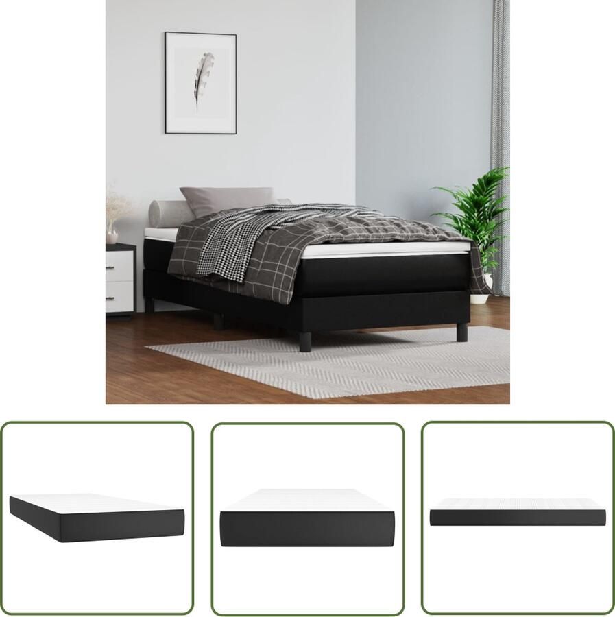 The Living Store Pocketveringmatras Kunstleer Pocketveren en schuim 100x200x20 cm Middelharde ondersteuning Pocketveringmatras Kunstleer Matras Medium Hard Tweepersoons Matras Slaapcomfort