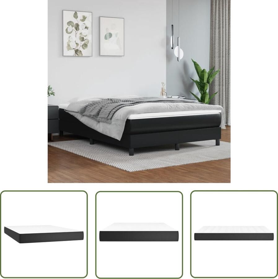 The Living Store Pocketveringmatras Kunstleer 140 x 200 x 20 cm Wit Zwart Pocketveringmatras Kunstleer Matras Slaapcomfort Ondersteunende Matras Zachte Matras
