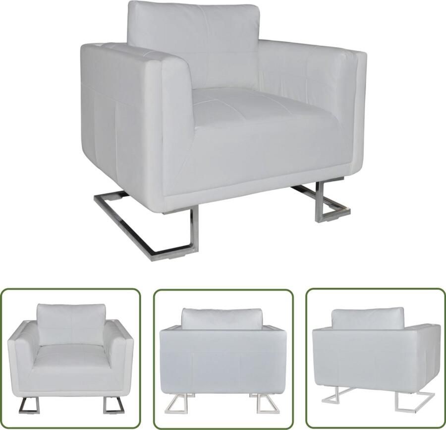 VidaXL Kunstleren Fauteuil Wit Modern Design Leren Fauteuil Lederen Stoel Fauteuils Wit Lounge Stoel Eetkamerstoelen Salon Meubels Huiskamer Meubilair