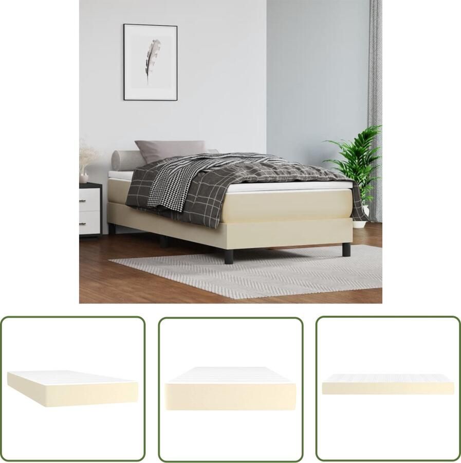 The Living Store Pocketveringmatras Duurzaam kunstleer Pocketveren en schuim Middelharde ondersteuning 90 x 200 x 20 cm Wit en crème Pocketveringmatras Kunstleren Matras 90x200 Middelhard Matras Slaapcomfort