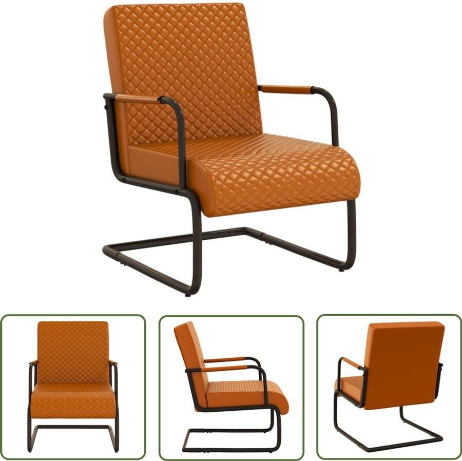 VidaXL Kunstleren Stoel Bruin en Zwart Industrieel Design Stoel Bruine Stoel Lederlook Stoel Salonstoel Eetkamerstoel Kantoorsstoel Moderne Stoel Snelle Levering