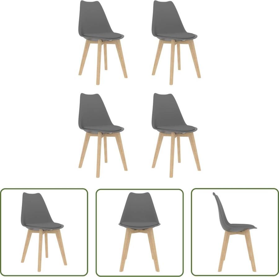 The Living Store Eetkamerstoelen Grijs 48 x 53 x 83 cm Kunstleer Beukenhout Rubberwood Eetkamerstoelen Kunststof Meubels Grijs Meubilair Beukenhout Meubels Rubberwood Meubels - Foto 3
