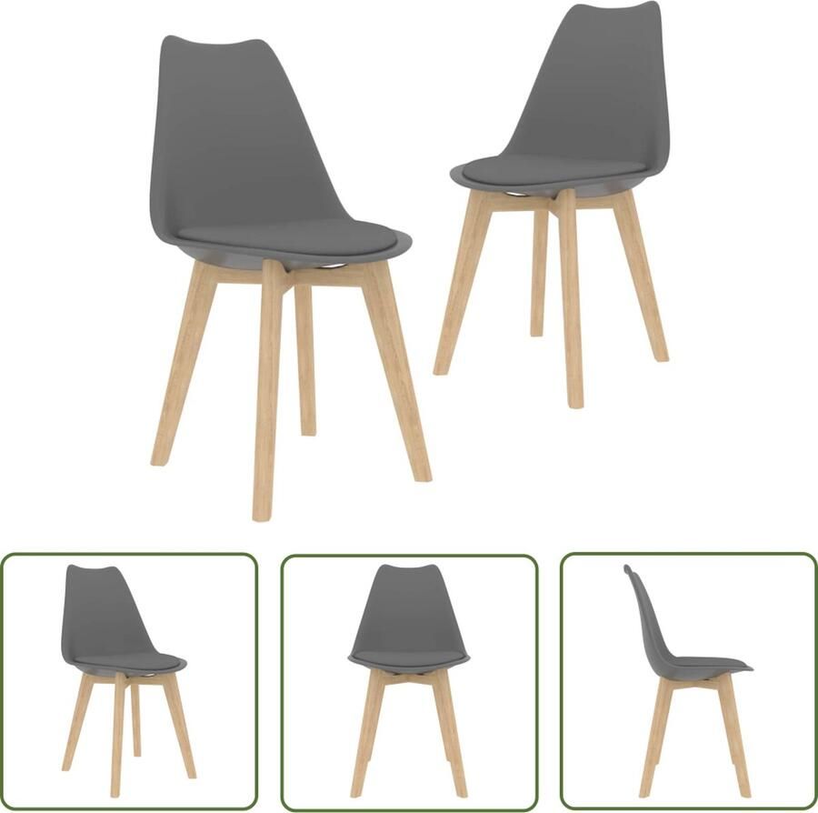 The Living Store Eetkamerstoelen Grijs 48 x 53 x 83 cm Kunstleer Beukenhout Rubberwood Eetkamerstoelen Kunststof Meubels Grijs Meubilair Beukenhout Meubels Rubberwood Meubels - Foto 2
