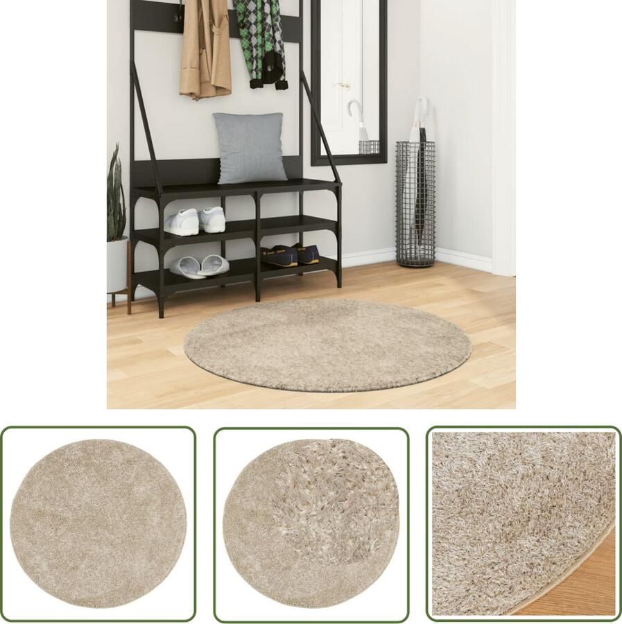 The Living Store ISTAN Kunstvacht Vloerkleed 100 cm Beige Superzacht Donzig Vloerkleed Kunstvacht Beige Zacht Donzig