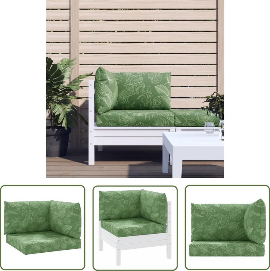 The Living Store Palletkussens Oxford stof Zachte vulling Breed toepasbaar 60x60x8 cm Met bladpatroon Palletkussens Kussens Buiten Tuinkussens Lounge Set Tuindecoratie