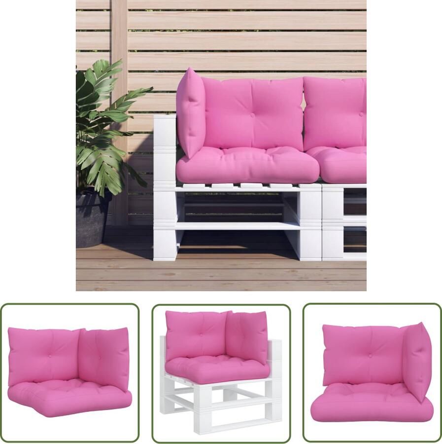 The Living Store Palletkussens Oxford stof Zachte vulling Breed toepasbaar Roze 60 x 61.5 x 10 cm Palletkussens Kussens Buitendecoratie Tuindecoratie Lounge Set