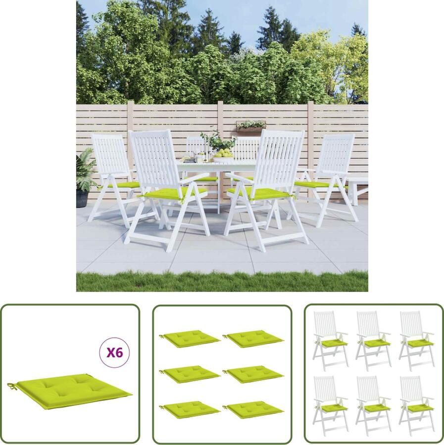 The Living Store Stoelkussens Oxford Stof 40x40x3 cm Helder Groen Waterbestendig Tuinstoelen Kussens Outdoor Patio Terras