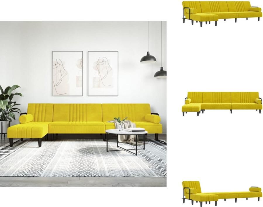 VidaXL L-vormige Slaapbank L-vormige Slaapbanken Slaapbank Inklapbare Slaapbank L-vormig 260x140x70 cm fluweel geel