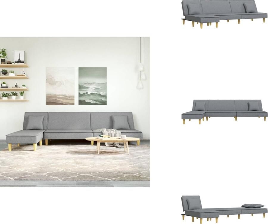VidaXL L-vormige Slaapbank L-vormige Slaapbanken Slaapbank L-vormig 255x140x70 cm stof lichtgrijs