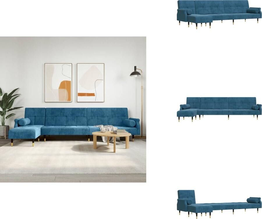 VidaXL L-vormige Slaapbank L-vormige Slaapbanken Slaapbank L-vormig 271x140x70 cm fluweel blauw