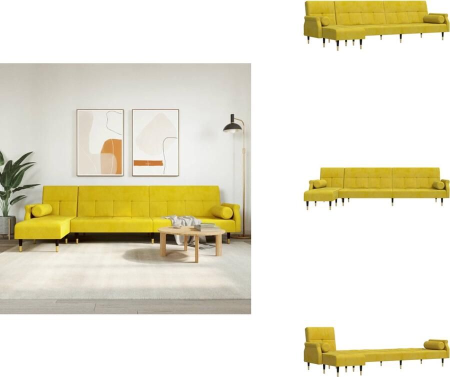 VidaXL L-vormige Slaapbank L-vormige Slaapbanken Slaapbank L-vormig 271x140x70 cm fluweel geel