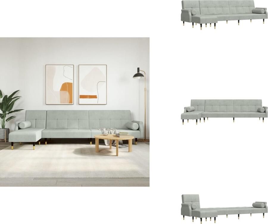 VidaXL L-vormige Slaapbank L-vormige Slaapbanken Slaapbank L-vormig 271x140x70 cm fluweel lichtgrijs