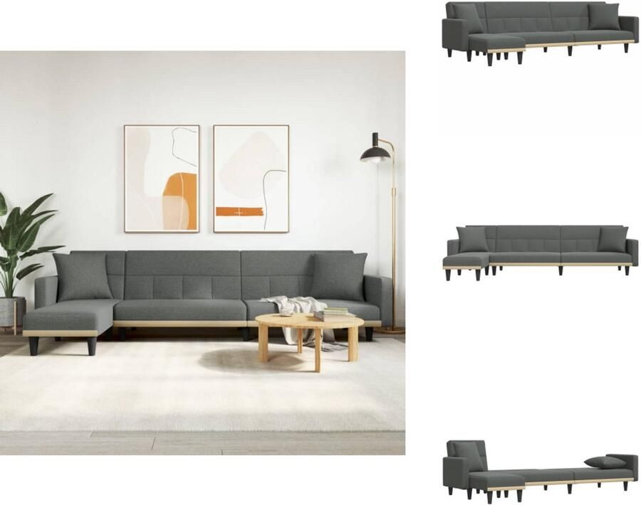 VidaXL L-vormige Slaapbank L-vormige Slaapbanken Slaapbank L-vormig 275x140x70 cm stof donkergrijs