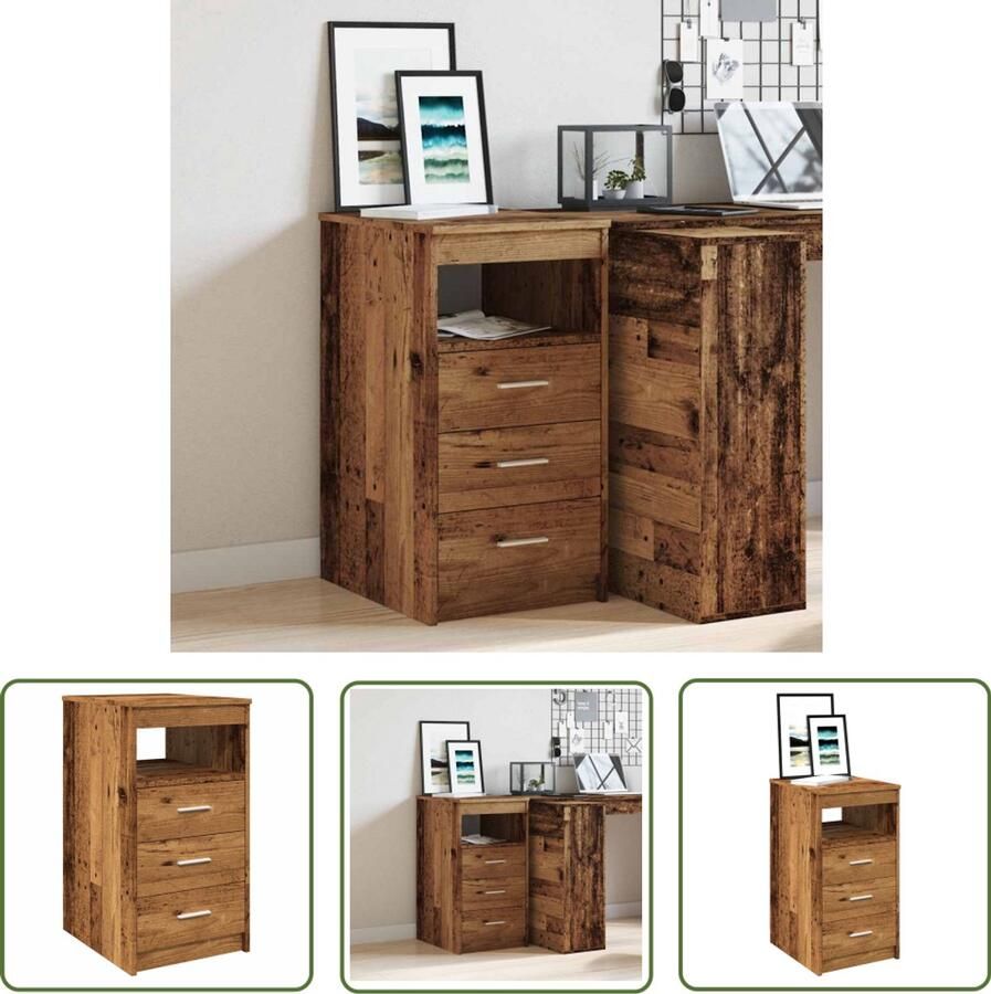 The Living Store Ladekast 40x50x76 cm bewerkt hout oud houtkleurig Opbergkast Lade Kast Houten Kast Boekenkast Tv Stand