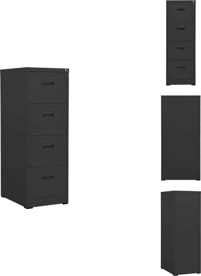 VidaXL Ladeblok Ladeblokken Ladenblok Ladenblokken Archiefkast 46x62x133 cm staal antracietkleurig