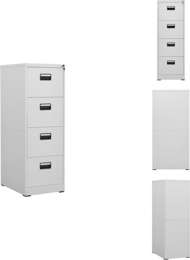 VidaXL Ladeblok Ladeblokken Ladenblok Ladenblokken Archiefkast 46x62x133 cm staal lichtgrijs - Foto 2