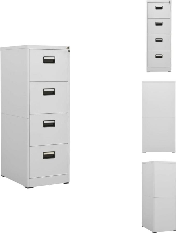 VidaXL Ladeblok Ladeblokken Ladenblok Ladenblokken Archiefkast 46x62x133 cm staal lichtgrijs