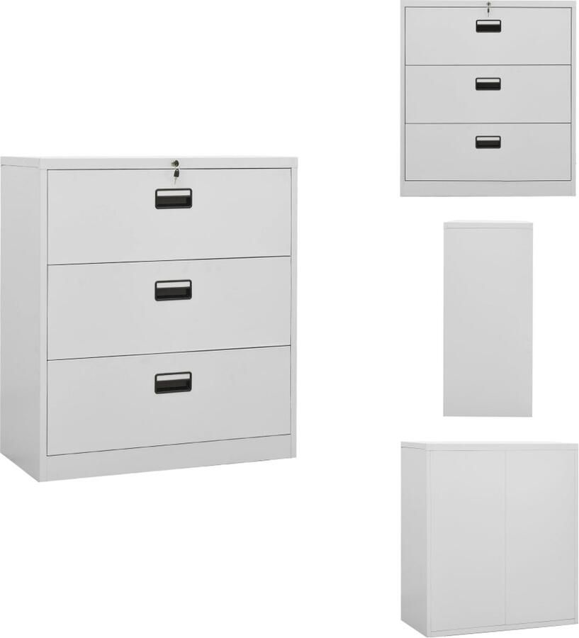 VidaXL Ladeblok Ladeblokken Ladenblok Ladenblokken Archiefkast 90x46x103 cm staal lichtgrijs