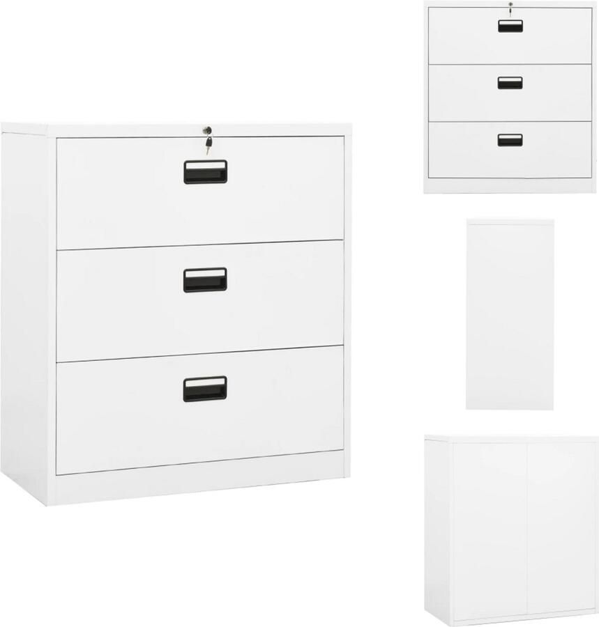 VidaXL Ladeblok Ladeblokken Ladenblok Ladenblokken Archiefkast 90x46x103 cm staal wit