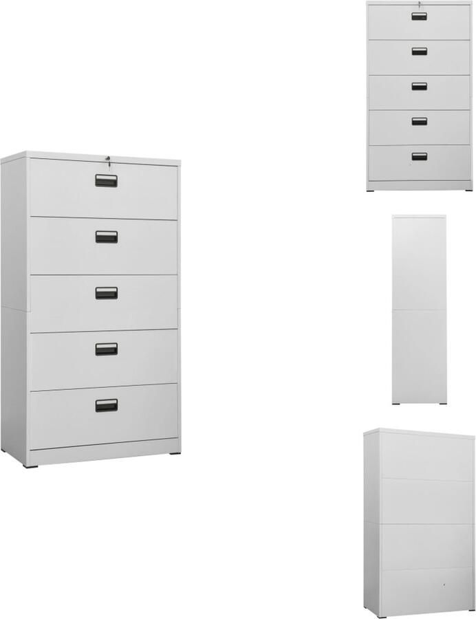 VidaXL Ladeblok Ladeblokken Ladenblok Ladenblokken Archiefkast 90x46x164 cm staal lichtgrijs