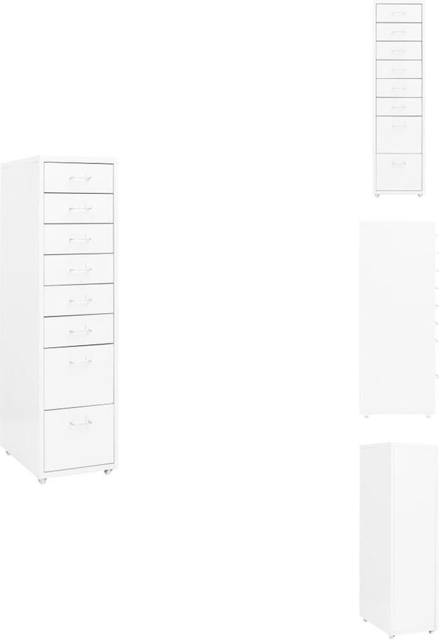 VidaXL Ladeblok Ladeblokken Ladenblok Ladenblokken Ladeblok verrijdbaar 28x41x109 cm metaal wit