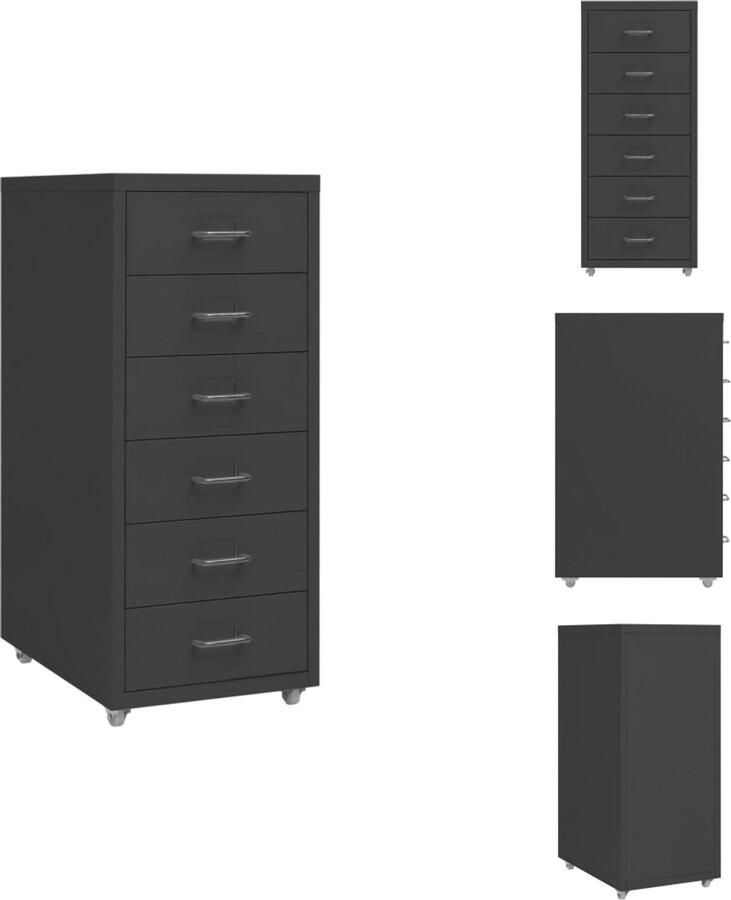 VidaXL Ladeblok Ladeblokken Ladenblok Ladenblokken Ladeblok verrijdbaar 28x41x69 cm metaal antracietkleurig