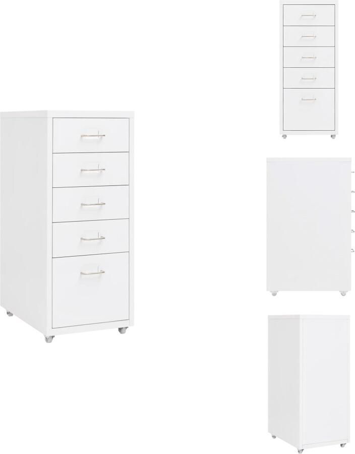 VidaXL Ladeblok Ladeblokken Ladenblok Ladenblokken Ladeblok verrijdbaar 28x41x69 cm metaal wit