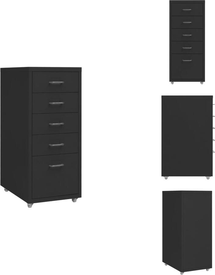 VidaXL Ladeblok Ladeblokken Ladenblok Ladenblokken Ladeblok verrijdbaar 28x41x69 cm metaal zwart - Foto 2