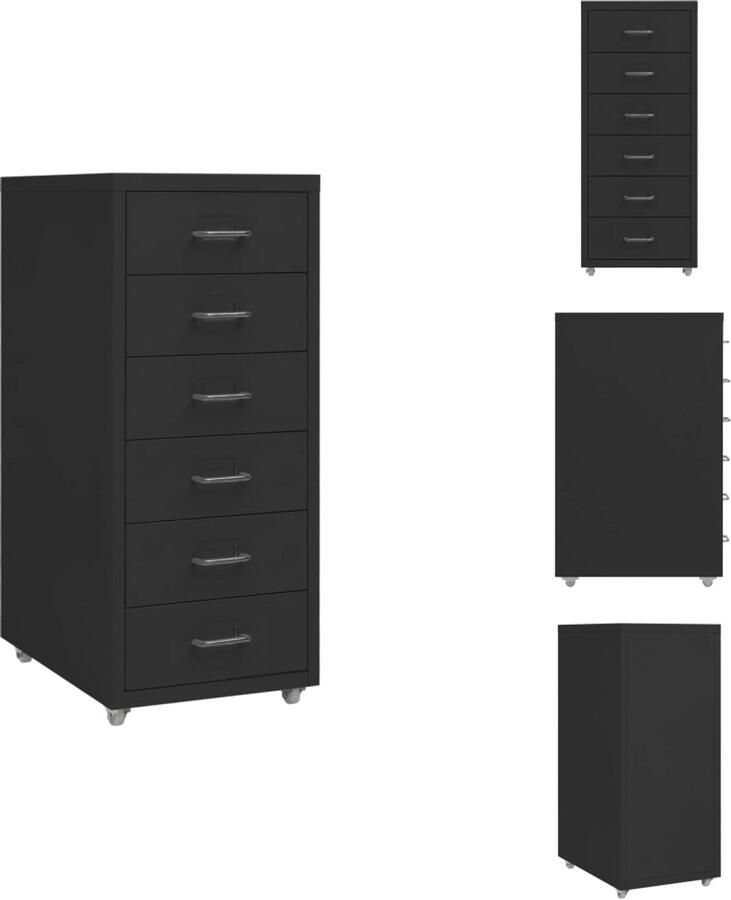 VidaXL Ladeblok Ladeblokken Ladenblok Ladenblokken Ladeblok verrijdbaar 28x41x69 cm metaal zwart