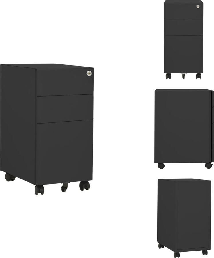 VidaXL Ladeblok Ladeblokken Ladenblok Ladenblokken Ladeblok verrijdbaar 30x45x59 cm staal antracietkleurig