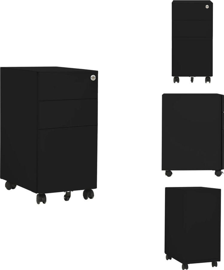 VidaXL Ladeblok Ladeblokken Ladenblok Ladenblokken Ladeblok verrijdbaar 30x45x59 cm staal zwart