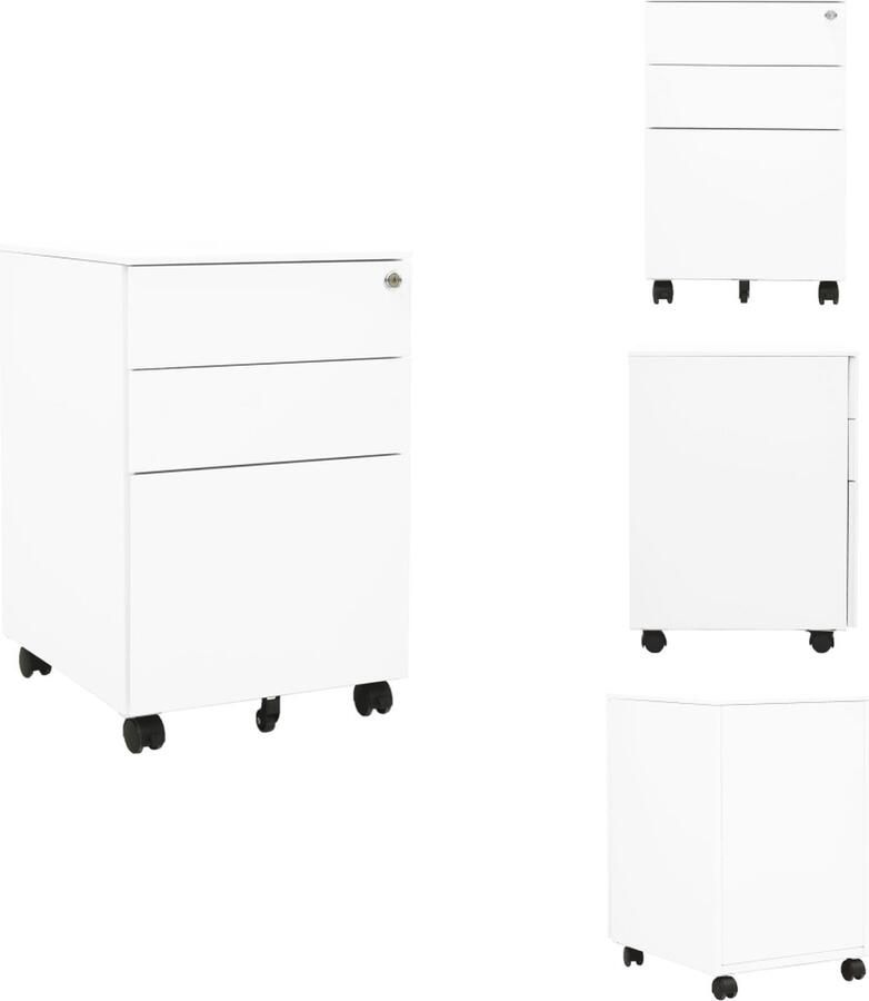 VidaXL Ladeblok Ladeblokken Ladenblok Ladenblokken Ladeblok verrijdbaar 39x45x60 cm staal wit