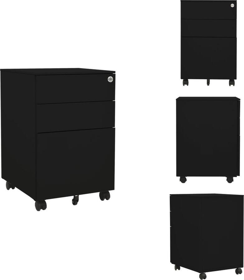 VidaXL Ladeblok Ladeblokken Ladenblok Ladenblokken Ladeblok verrijdbaar 39x45x60 cm staal zwart