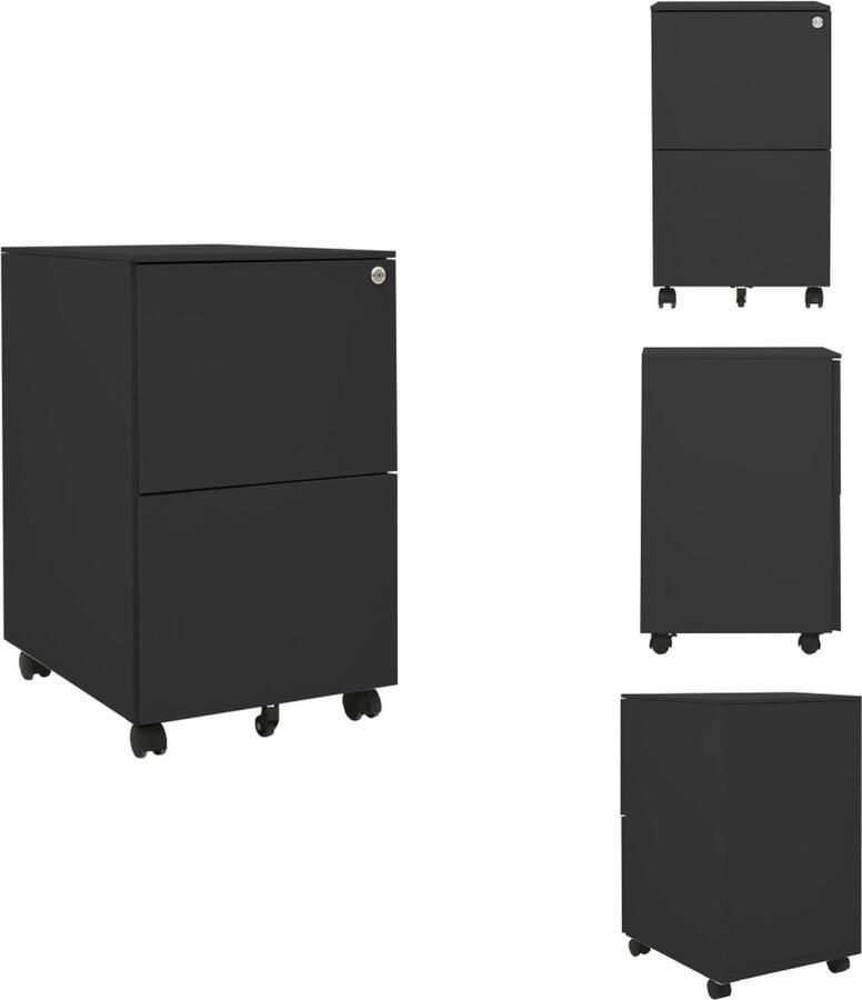 VidaXL Ladeblok Ladeblokken Ladenblok Ladenblokken Ladeblok verrijdbaar 39x45x67 cm staal antracietkleurig