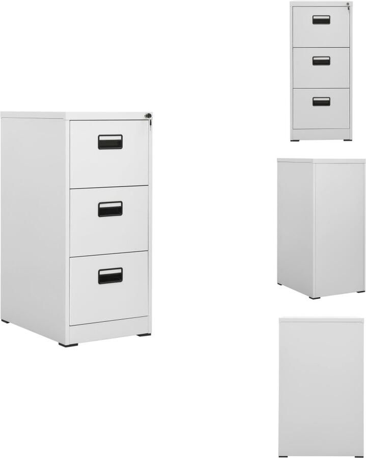 VidaXL Ladeblok Ladeblokken Ladenblok Verrijdbaar Ladeblok Archiefkast 46x62x102-5 cm staal lichtgrijs