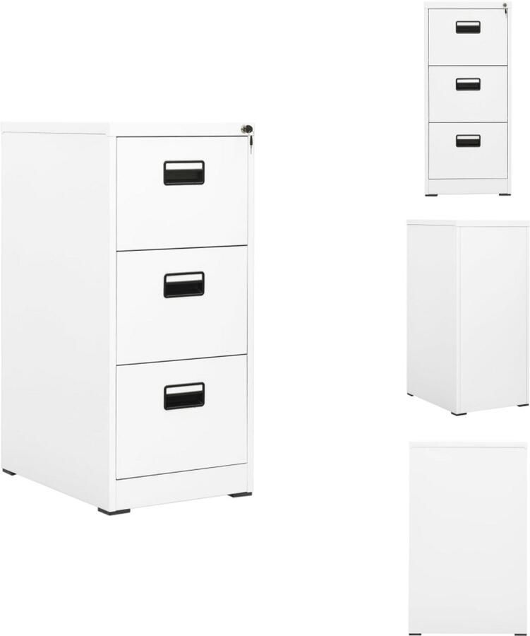 VidaXL Ladeblok Ladeblokken Ladenblok Verrijdbaar Ladeblok Archiefkast 46x62x102-5 cm staal wit