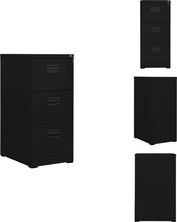 VidaXL Ladeblok Ladeblokken Ladenblok Verrijdbaar Ladeblok Archiefkast 46x62x102 5 cm staal zwart