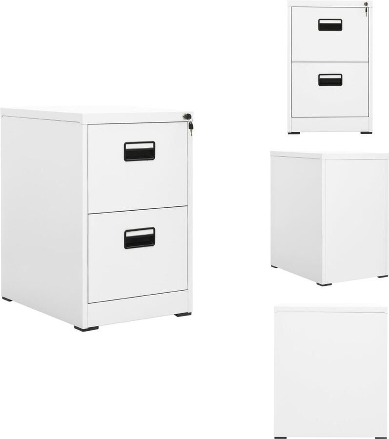 VidaXL Ladeblok Ladeblokken Ladenblok Verrijdbaar Ladeblok Archiefkast 46x62x72 5 cm staal wit