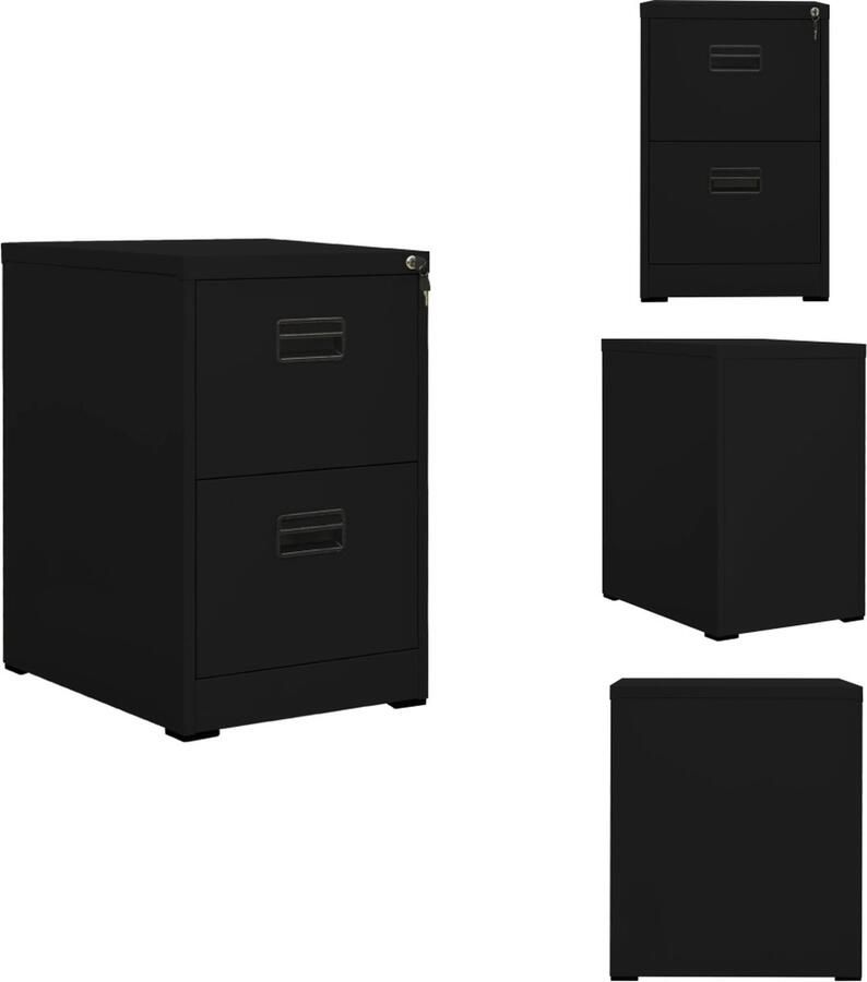 VidaXL Ladeblok Ladeblokken Ladenblok Verrijdbaar Ladeblok Archiefkast 46x62x72 5 cm staal zwart - Foto 2