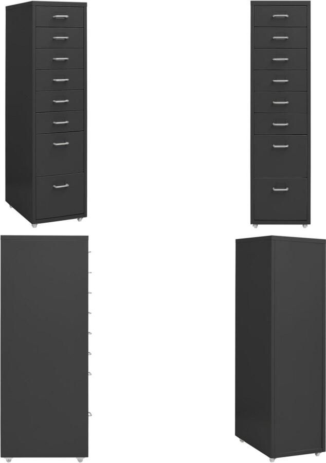 VidaXL Ladeblok verrijdbaar 28x41x109 cm metaal antracietkleurig Ladeblok Ladeblokken Ladenblok Ladenblokken