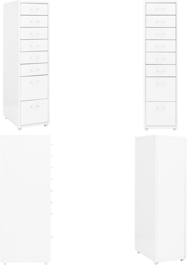 VidaXL Ladeblok verrijdbaar 28x41x109 cm metaal wit Ladeblok Ladeblokken Ladenblok Ladenblokken