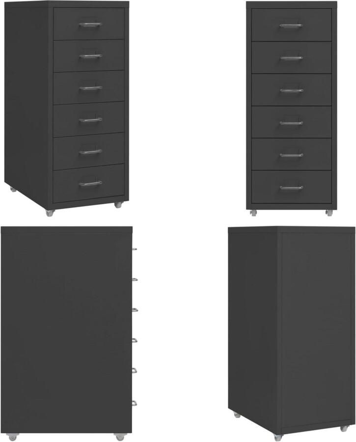 VidaXL Ladeblok verrijdbaar 28x41x69 cm metaal antracietkleurig Ladeblok Ladeblokken Ladenblok Ladenblokken