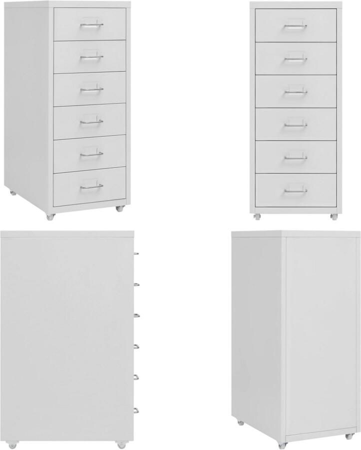 VidaXL Ladeblok verrijdbaar 28x41x69 cm metaal grijs Ladeblok Ladeblokken Ladenblok Ladenblokken