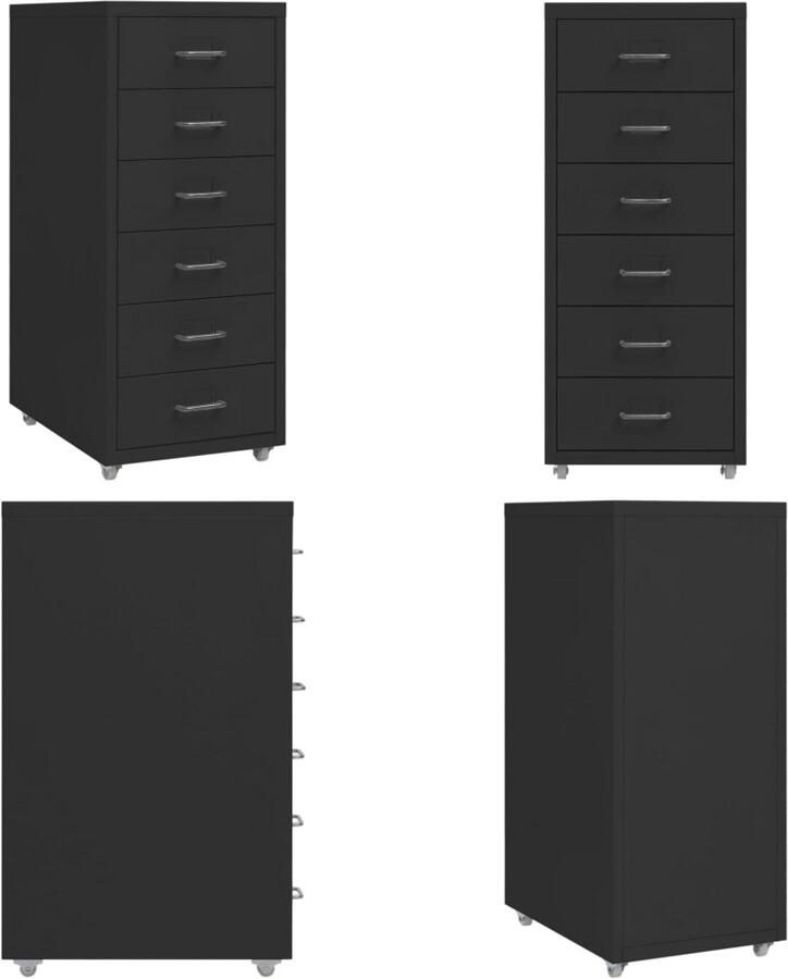 VidaXL Ladeblok verrijdbaar 28x41x69 cm metaal zwart Ladeblok Ladeblokken Ladenblok Ladenblokken